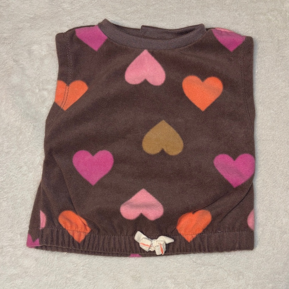 (3 for $10) carters Brown Heart Print Pullover Top - Pink & Orange Hearts